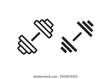 Dumbbell icon in black and white Vector