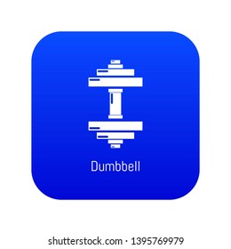 Dumbbell icon blue vector isolated on white background