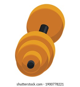 Icono de timbre. Caricatura del icono del vector del dumbbell para el diseño web aislado en fondo blanco