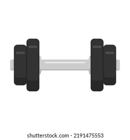 Dumbell-Symbol. Farbsilhouette. Horizontaler seitlicher Blick. Vektorgrafik, einfache flache Grafik. Einziger Gegenstand auf weißem Hintergrund. Isolieren.