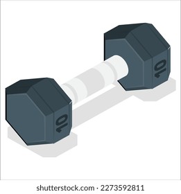 Dumbbell icon of color style design vector template. Set of 3d realistic blue dumbbells isolated on white background. Vector illustration