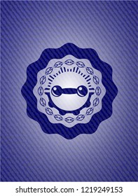 dumbbell icon with denim texture