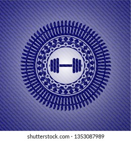 dumbbell icon with denim texture
