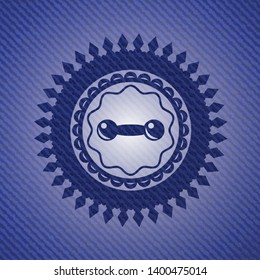 dumbbell icon with denim texture