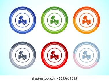 Dumbbell icon design for fitness, gym, exercise, weightlifting.  Button Design Set