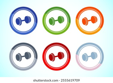 Dumbbell icon design for fitness, gym, exercise, weightlifting.  Button Design Set