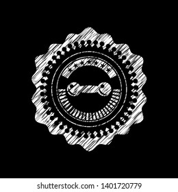 dumbbell icon drawn chalk emblem, retro style, chalk or chalkboard texture