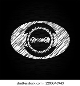 dumbbell icon drawn with chalkboard texture