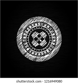 dumbbell icon drawn with chalkboard texture