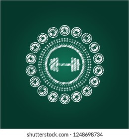 dumbbell icon drawn with chalkboard texture