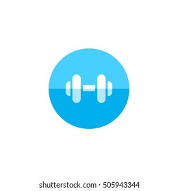 Dumbbell icon in flat color circle style. Sport gym weight lifting