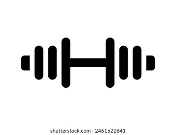 Dumbbell icon. Flat style black barbell exercise equipment on white vector illustration.
