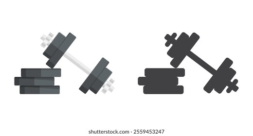 Dumbbell icon in flat style. Workout gym tool vector illustration on isolated background. Barbell fitness equipment sign business concept.