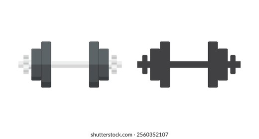 Dumbbell icon in flat style. Workout gym tool vector illustration on isolated background. Barbell fitness equipment sign business concept.