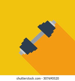 Dumbbell icon. Flat vector related icon with long shadow for web and mobile applications. It can be used as - logo, pictogram, icon, infographic element. Vector Illustration.