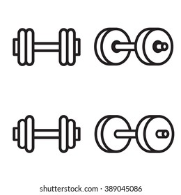 Dumbbell icon in four variations. Vector illustration.