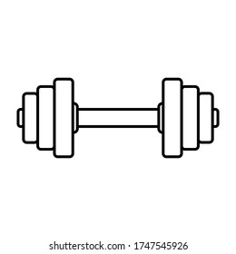 Dumbbell icon. Horizontal view. Black contour silhouette. Vector flat graphic illustration. Isolated object on a white background. Isolate.