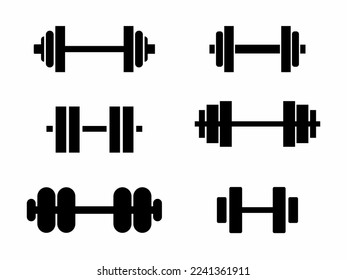 Dumbbell icon illustration. Flat style dumbbell icon set. Gym equipment. Stock vector.