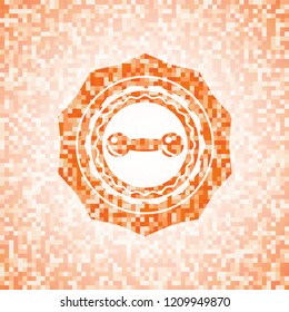 dumbbell icon inside abstract orange mosaic emblem with background