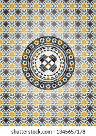 dumbbell icon inside arabesque badge. arabic decoration.