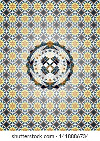 dumbbell icon inside arabesque badge background. arabic decoration.