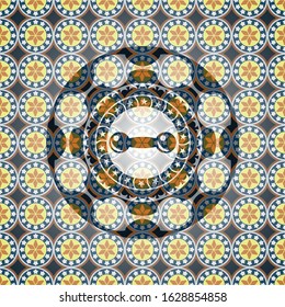 dumbbell icon inside arabesque badge. arabic decoration.