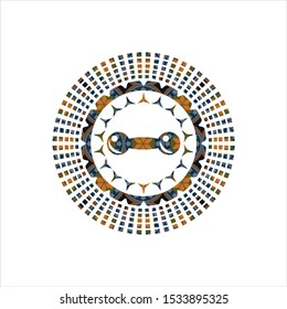 dumbbell icon inside arabesque style emblem. arabic decoration.