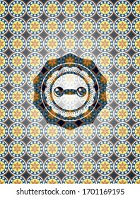 Hantel-Symbol auf arabischem Hintergrund. Arabeske Einrichtung.