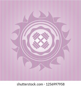 dumbbell icon inside badge with pink background