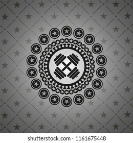 dumbbell icon inside black emblem. Vintage.