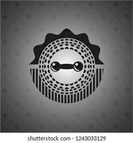 dumbbell icon inside black emblem. Vintage.
