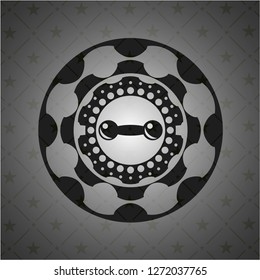dumbbell icon inside black emblem