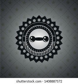 dumbbell icon inside black emblem. Vintage.