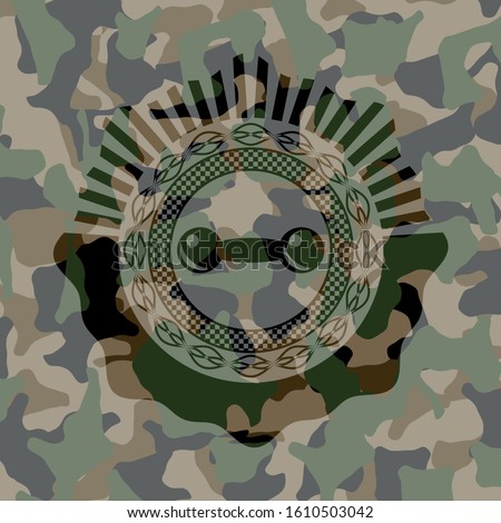 dumbbell icon inside camo texture