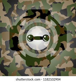 dumbbell icon inside camouflage texture