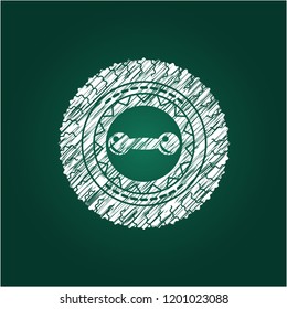 dumbbell icon inside chalk emblem