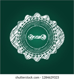 dumbbell icon inside chalkboard emblem
