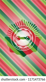 dumbbell icon inside christmas colors emblem.