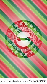 dumbbell icon inside christmas emblem background.