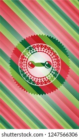 dumbbell icon inside christmas style emblem.