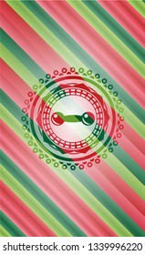 dumbbell icon inside christmas style emblem.