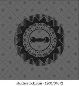 dumbbell icon inside dark badge