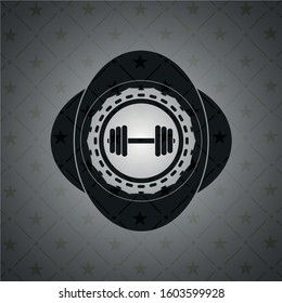dumbbell icon inside dark badge