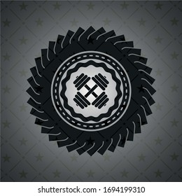 dumbbell icon inside dark badge