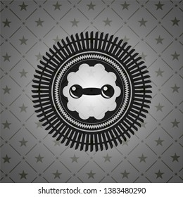 dumbbell icon inside dark emblem. Retro
