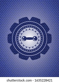 dumbbell icon inside emblem with jean high quality background