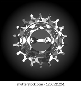 dumbbell icon inside grey camo texture
