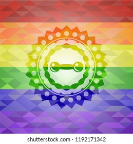 dumbbell icon inside lgbt colors emblem 