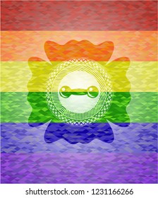 dumbbell icon inside lgbt colors emblem 