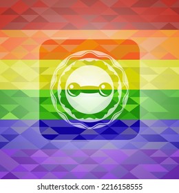 Dumbbell Icon Inside Lgbt Colors Emblem. 